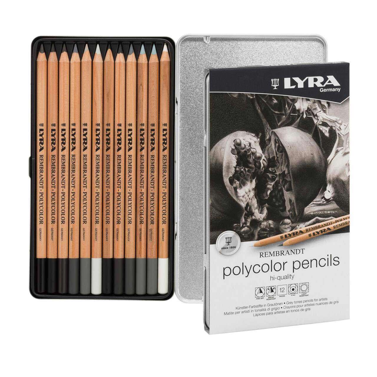 Lyra Rembrandt Polycolor Black, White & Gray Tones Pencil Set